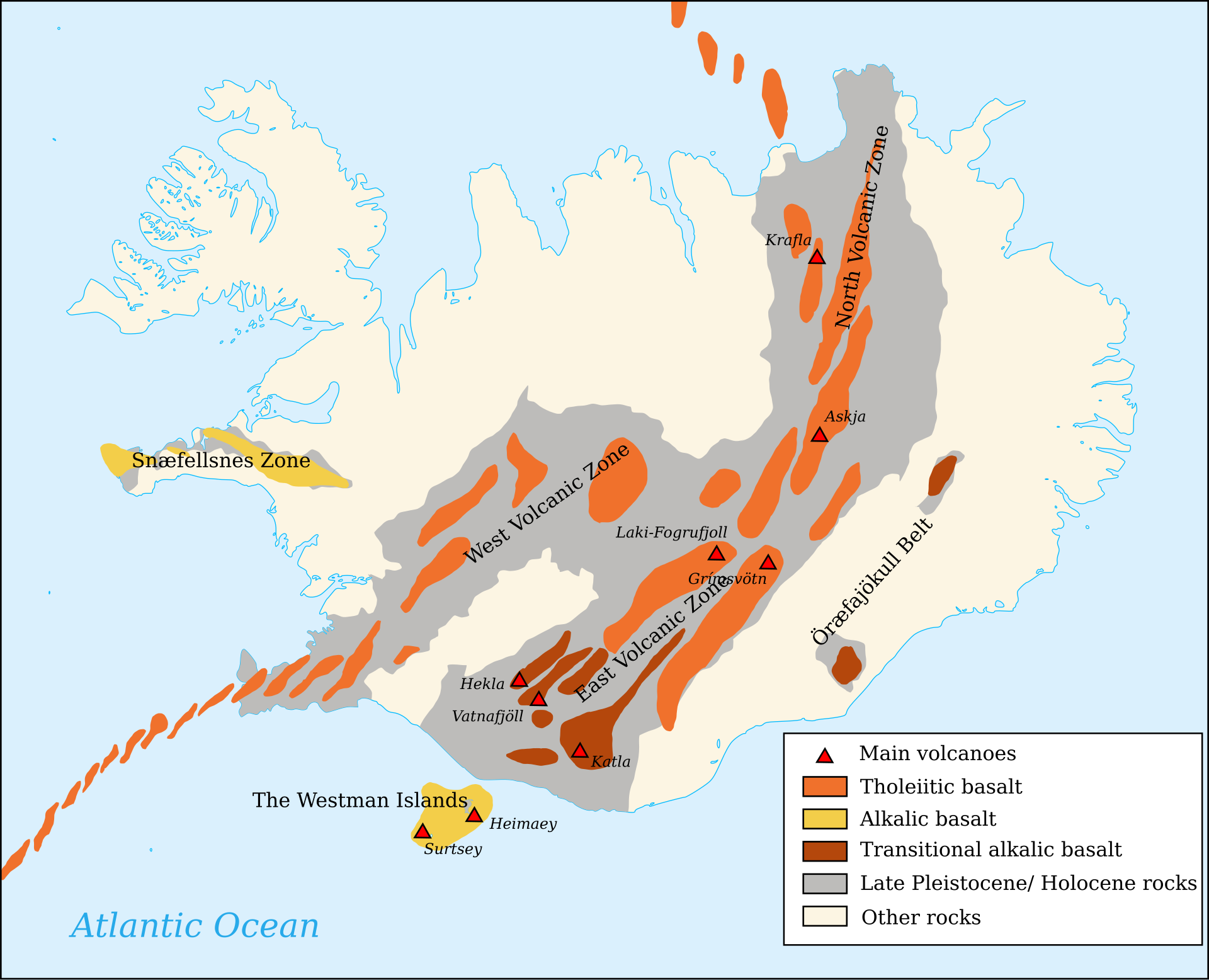 Map of Iceland's Volcanism